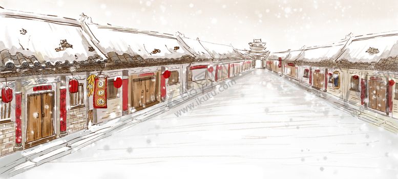 编号：94317711031204277559【酷图网】源文件下载-冬雪覆盖的家乡