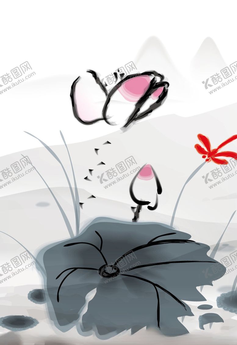 编号：22507409191957057629【酷图网】源文件下载-水墨风荷花图片