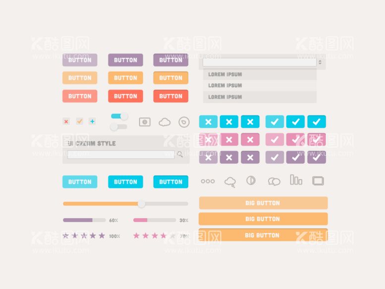 编号：97673711190605241257【酷图网】源文件下载-ui按钮套件