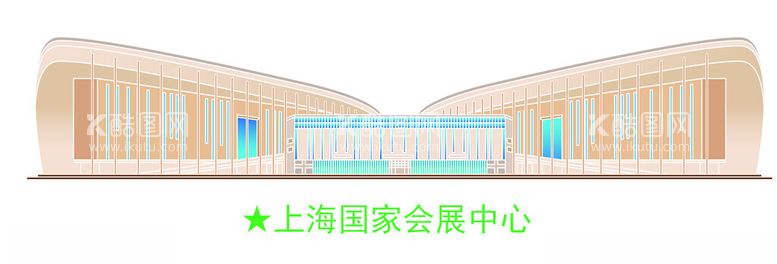 编号：43182712021059347535【酷图网】源文件下载-上海会展中心地标建筑矢量图