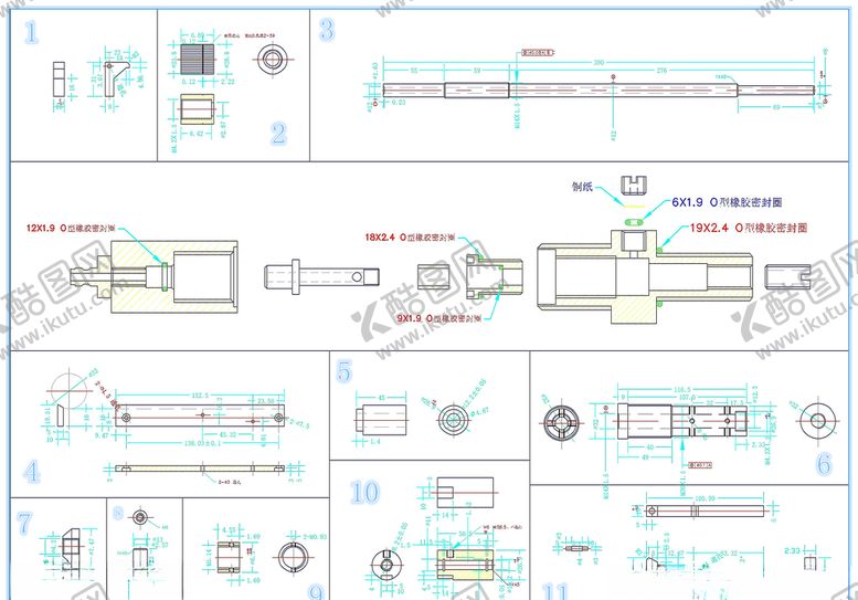 编号：50676610110123253539【酷图网】源文件下载-双螺旋毛重秤机械11个零件图纸