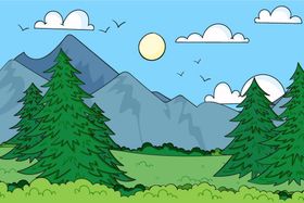矢量山峦背景风植物风地形