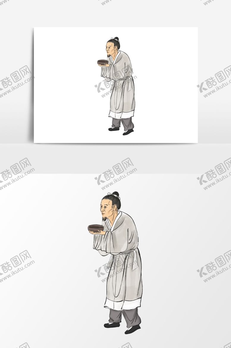 编号：27262010252130373164【酷图网】源文件下载-淡彩国画人物