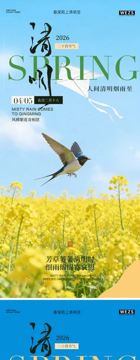 清明节谷雨春日风景海报