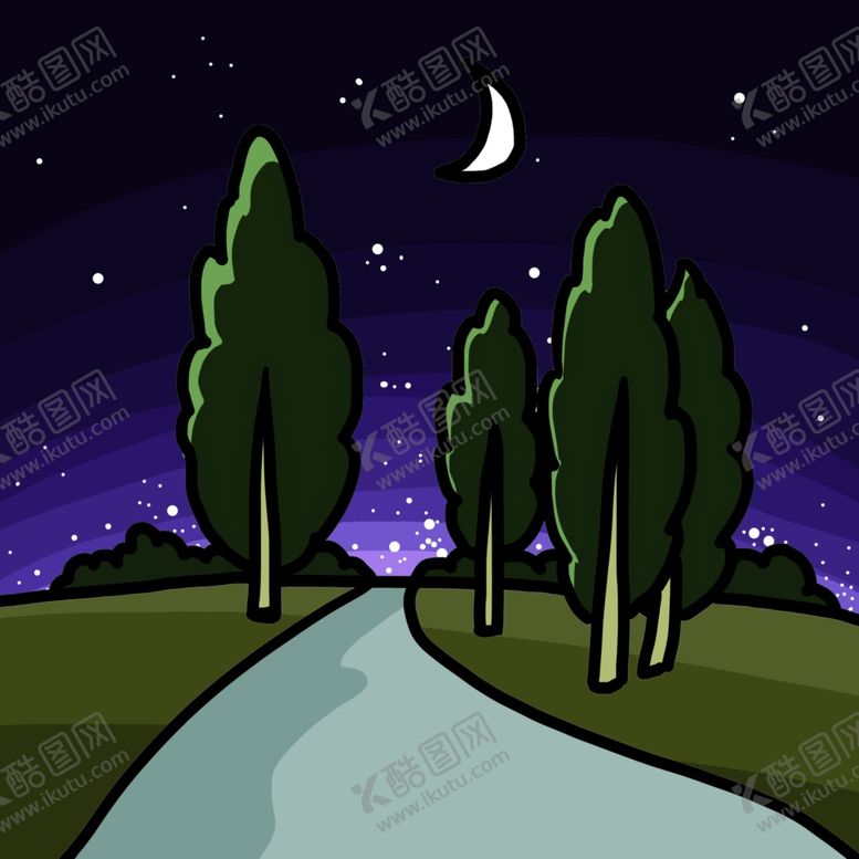 编号：68956107140924515688【酷图网】源文件下载-卡通手绘夜晚星空