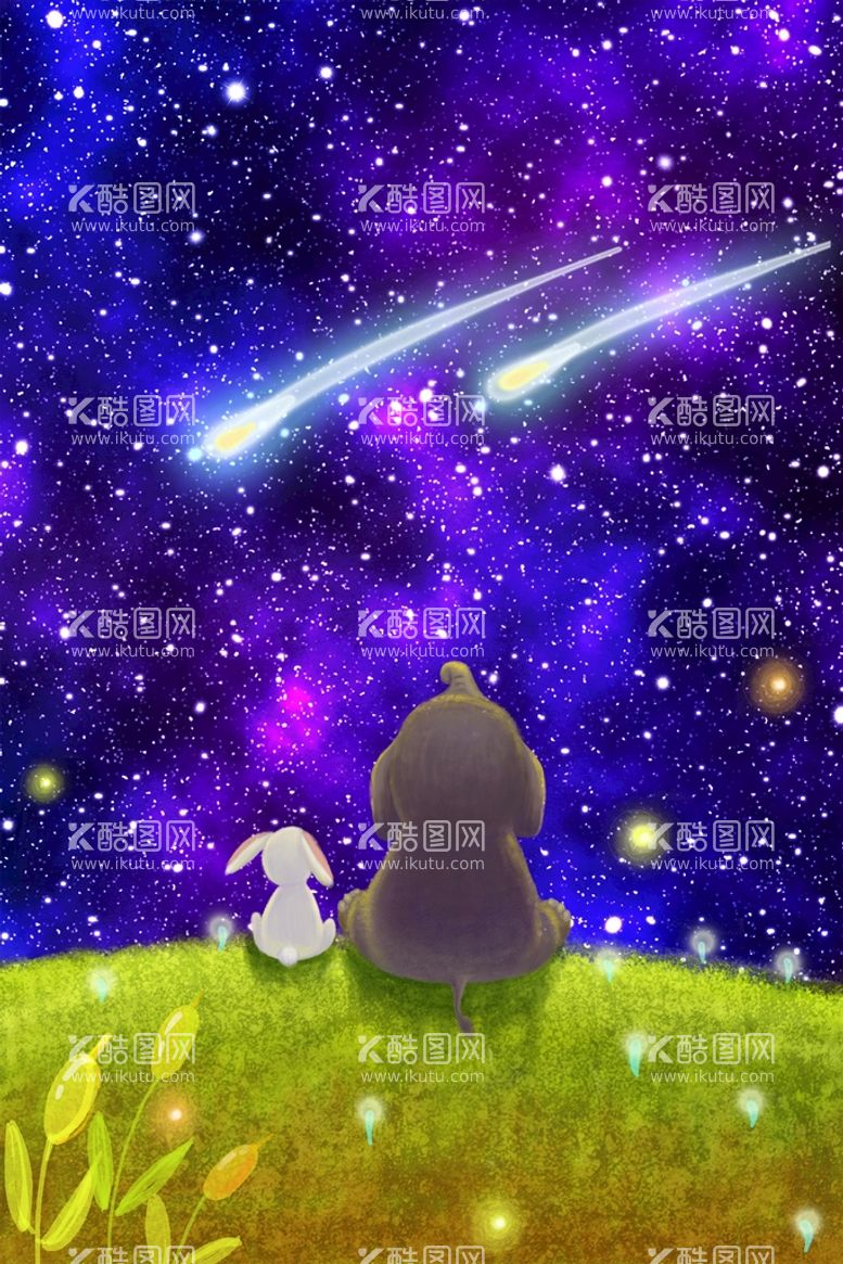 编号：27723211121439164748【酷图网】源文件下载-手绘梦幻小清新星空插画