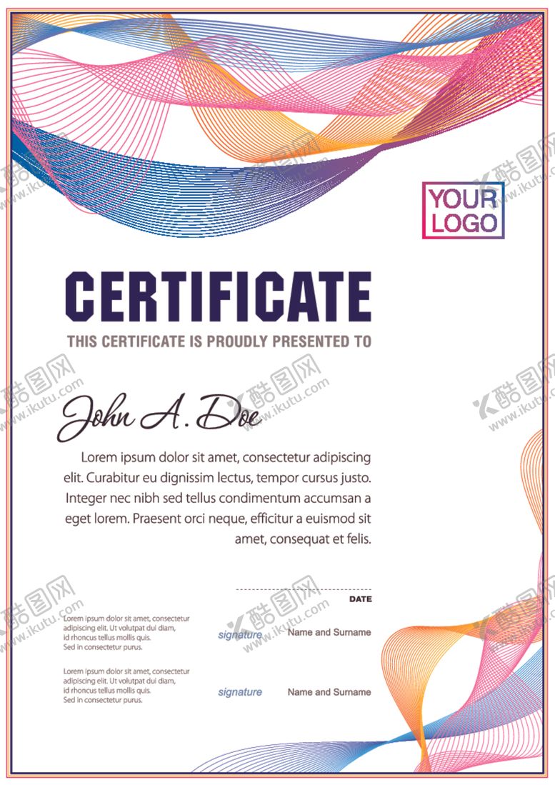 编号：42399510121518479700【酷图网】源文件下载-证书模板