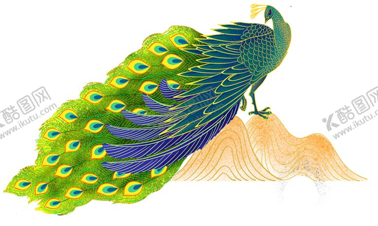 编号：16340110080700092393【酷图网】源文件下载-手绘孔雀