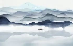 新中式国风电视背景墙壁纸