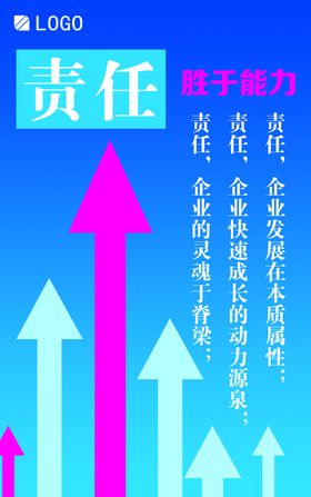 蓝色企业文化责任标语展板