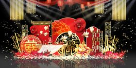 中式婚礼舞台效果图
