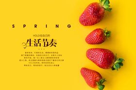 每日一图草莓拍摄画册文字排版模板