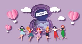 38妇女节剪纸风海报