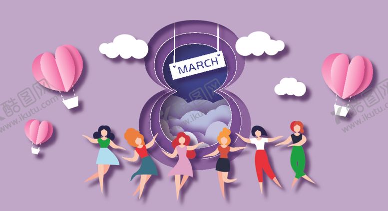 编号：52540904011756059688【酷图网】源文件下载-38妇女节剪纸风海报