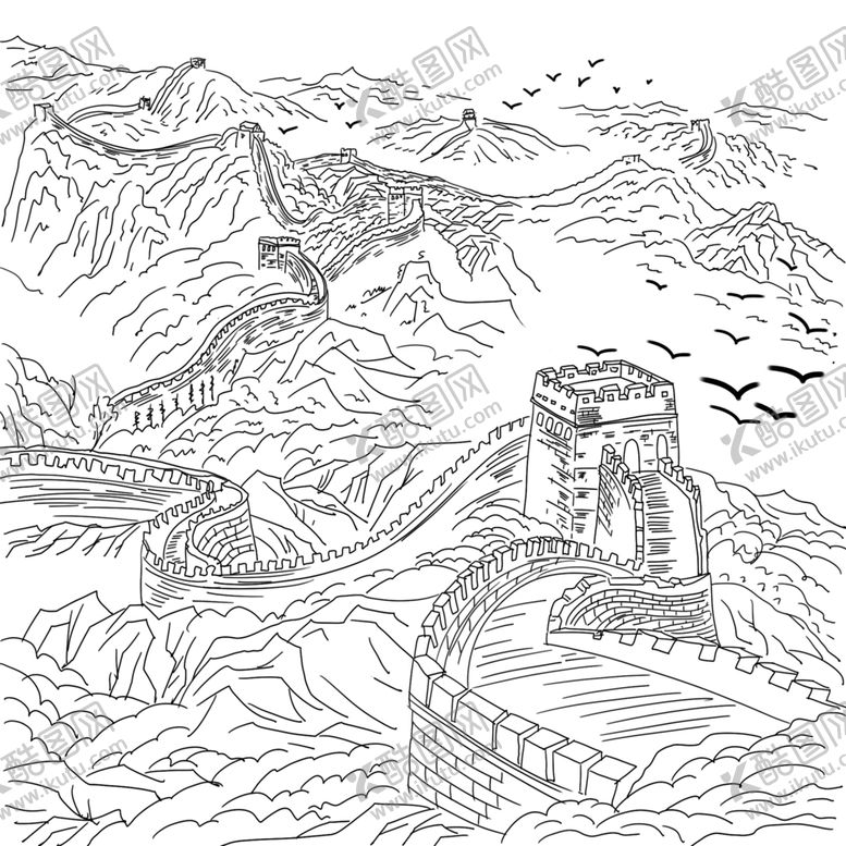 编号：46939410130540253305【酷图网】源文件下载-手绘长城一览图