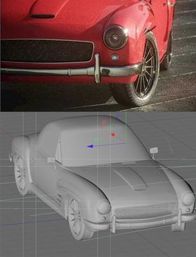 C4D模型小汽车oc渲染器