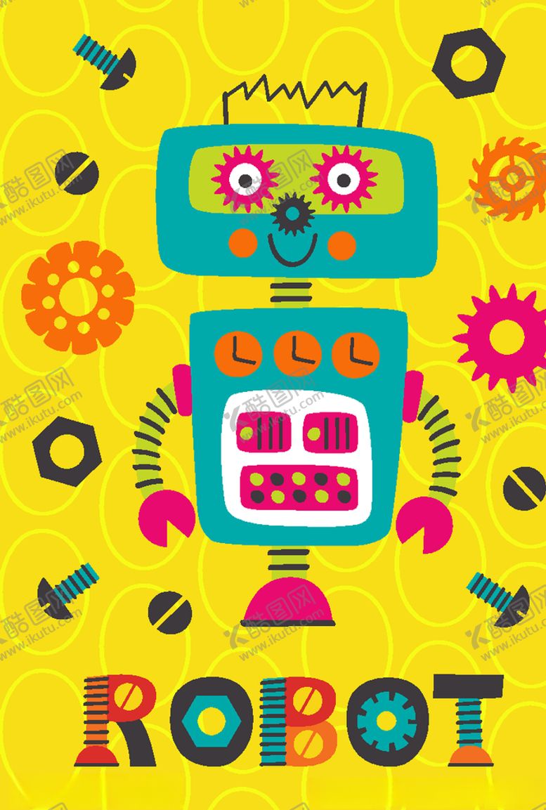编号：85855409150531225607【酷图网】源文件下载-创意卡通机器人插画图案