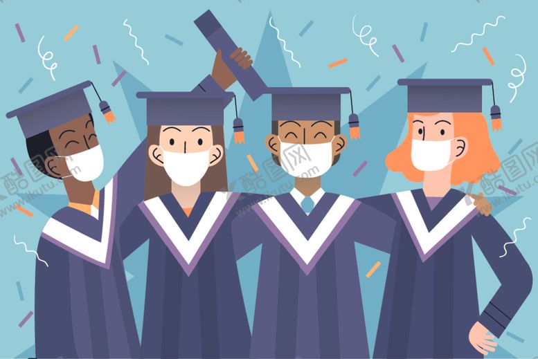 编号：11084010290519248110【酷图网】源文件下载-戴口罩毕业生