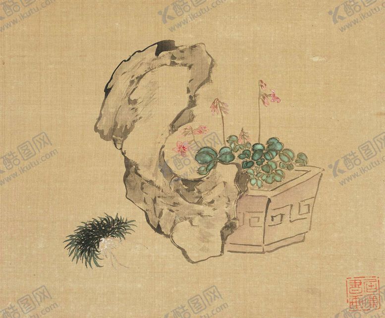 编号：16832607071527362967【酷图网】源文件下载-花卉奇石国画