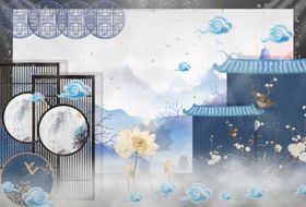 蓝色江南效果图婚礼素雅