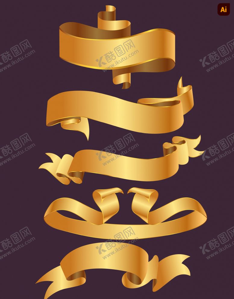 编号：15938510242322517080【酷图网】源文件下载-金色华丽丝带