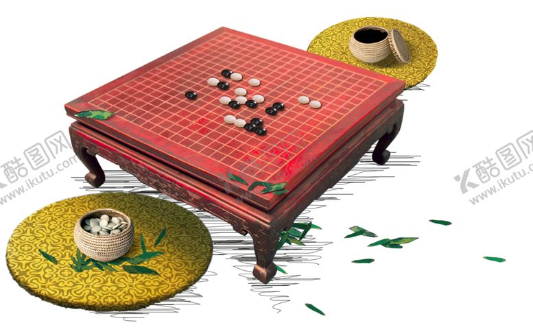 编号：47648905161508556515【酷图网】源文件下载-围棋桌子蒲团五子棋