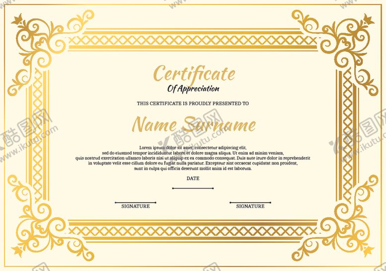 编号：20466510072321047734【酷图网】源文件下载-证书模板