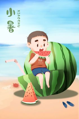 24节气插画海报地产单图小满海报