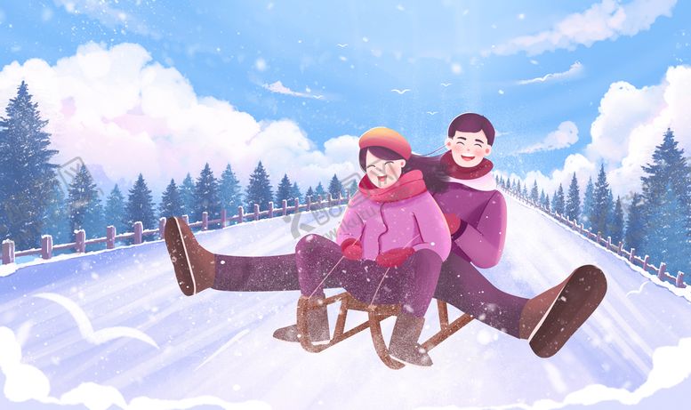 编号：61207909212115127532【酷图网】源文件下载-情侣户外滑雪
