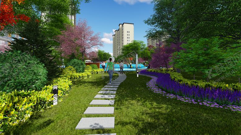 编号：70449210071000132838【酷图网】源文件下载-小区园路效果图