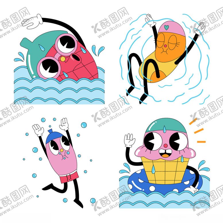编号：26851010070612231924【酷图网】源文件下载-卡通水果的欢乐水上时光