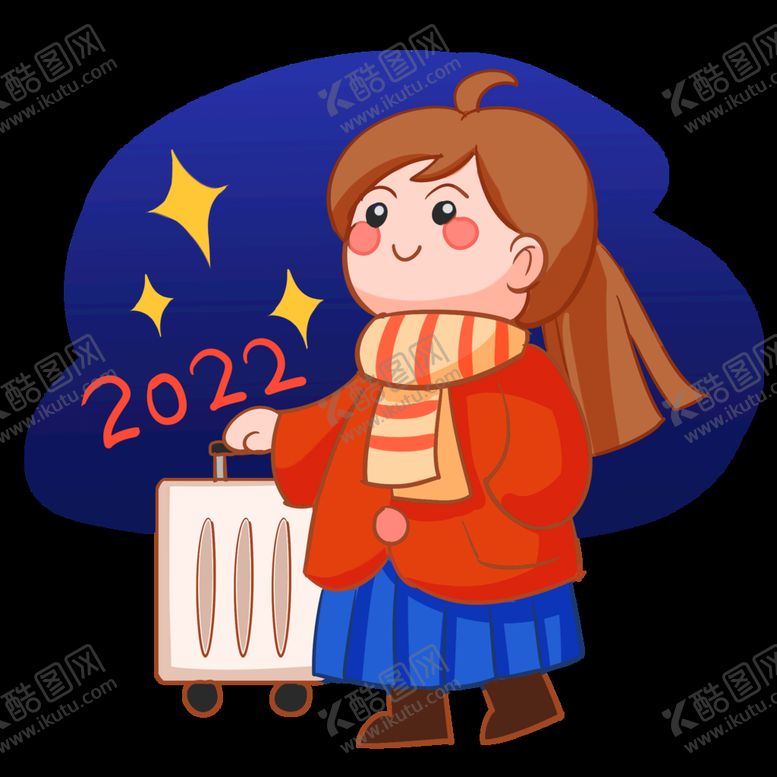 编号：45836710080824349716【酷图网】源文件下载-新年春节过年回家女孩2022春