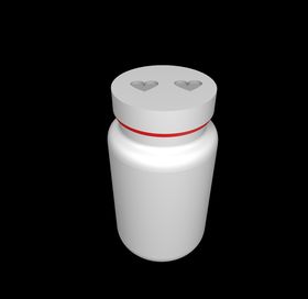 C4D爱心盖塑料瓶药瓶