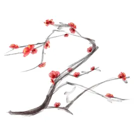 梅花素材山水画中国腊背景
