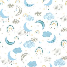 梦幻云朵彩虹月亮图案