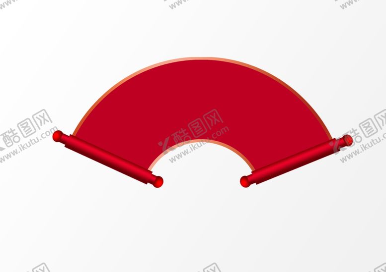 编号：11445609302336255138【酷图网】源文件下载-红色卷轴纸扇