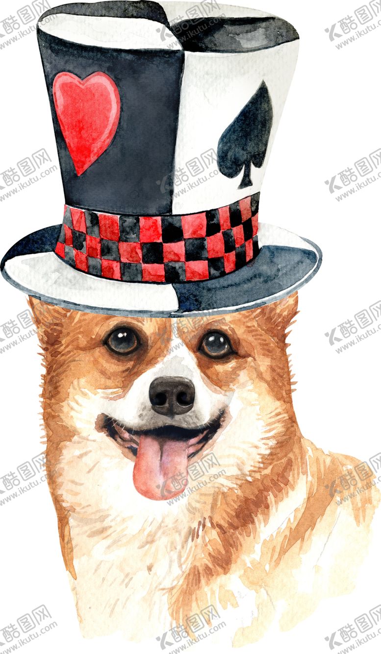 编号：92889307041451089426【酷图网】源文件下载-水彩绘画可爱小狗