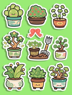 卡通植物贴纸