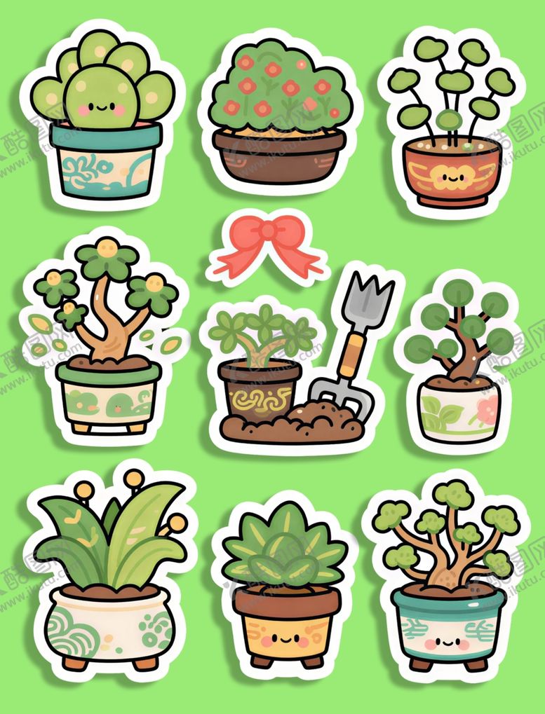 编号：71892804151410318640【酷图网】源文件下载-卡通植物贴纸