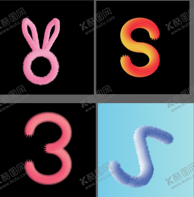 编号：53172909141705015894【酷图网】源文件下载-毛绒字AI效果设计3D作品
