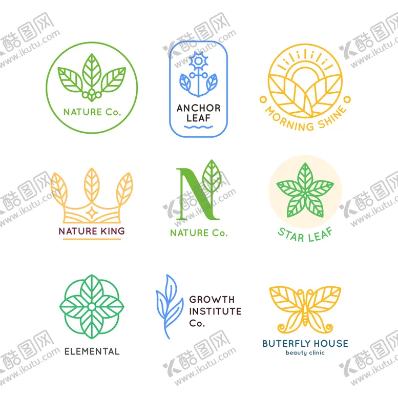 编号：89604109151549566324【酷图网】源文件下载-树叶植物logo绿色图标天然图标