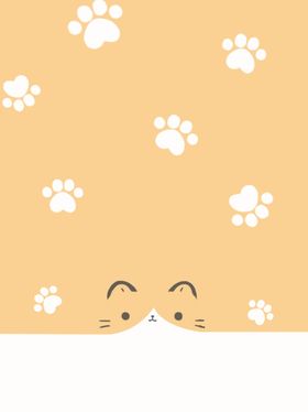 小清新芒果黄色猫咪肉球爪印可爱