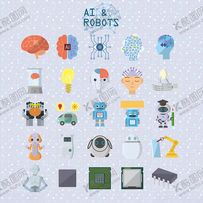 编号：70267506252322597298【酷图网】源文件下载-多样AI机器人图标集合