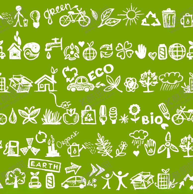 编号：74991211201644108683【酷图网】源文件下载-绿色环保图标集合