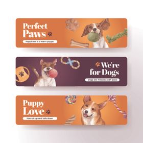 可爱宠物横幅设计素材