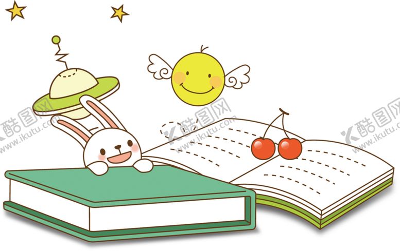 编号：31958709122315052448【酷图网】源文件下载-可爱卡通书本小兔子免抠