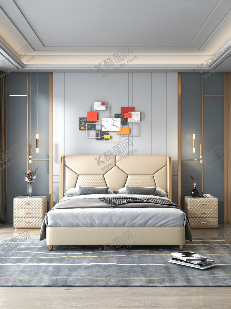 编号：78854504021646021814【酷图网】源文件下载-后现代皮艺床