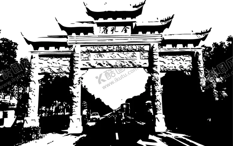 编号：88884812230402231491【酷图网】源文件下载-牌坊建筑剪影