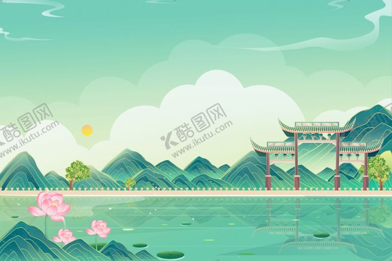 编号：34354309212332085344【酷图网】源文件下载-夏日湖畔中式美景