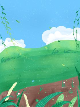卡通草地天空池塘背景
